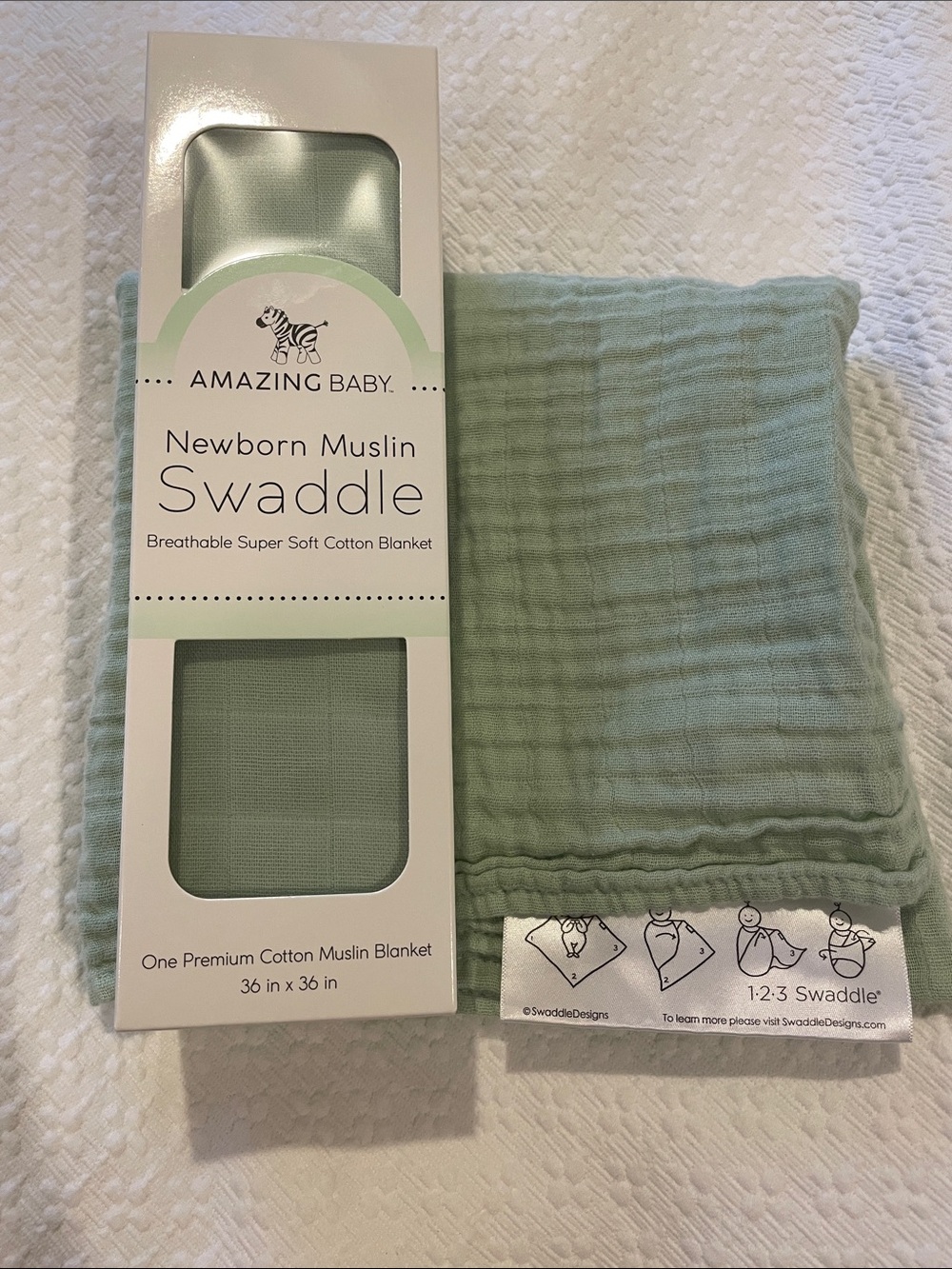 Amazing Baby Newborn Muslin Swaddle - Sage Green (bundle of two)